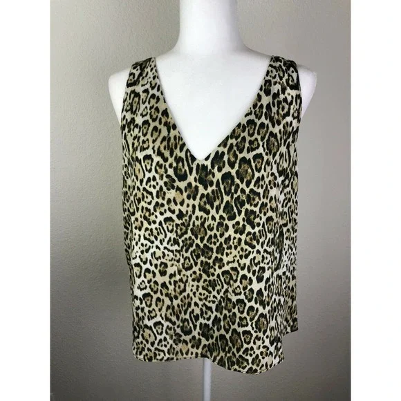Leyden Womens Size Small Leopard Print V-Neck Blouse Sleeveless - Picture 3 of 9